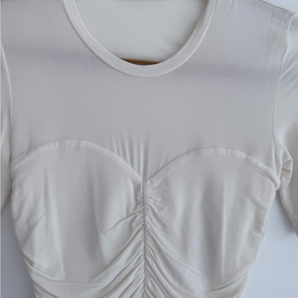 Simkhai White Ruched Fitted Top - Picture 3 of 4